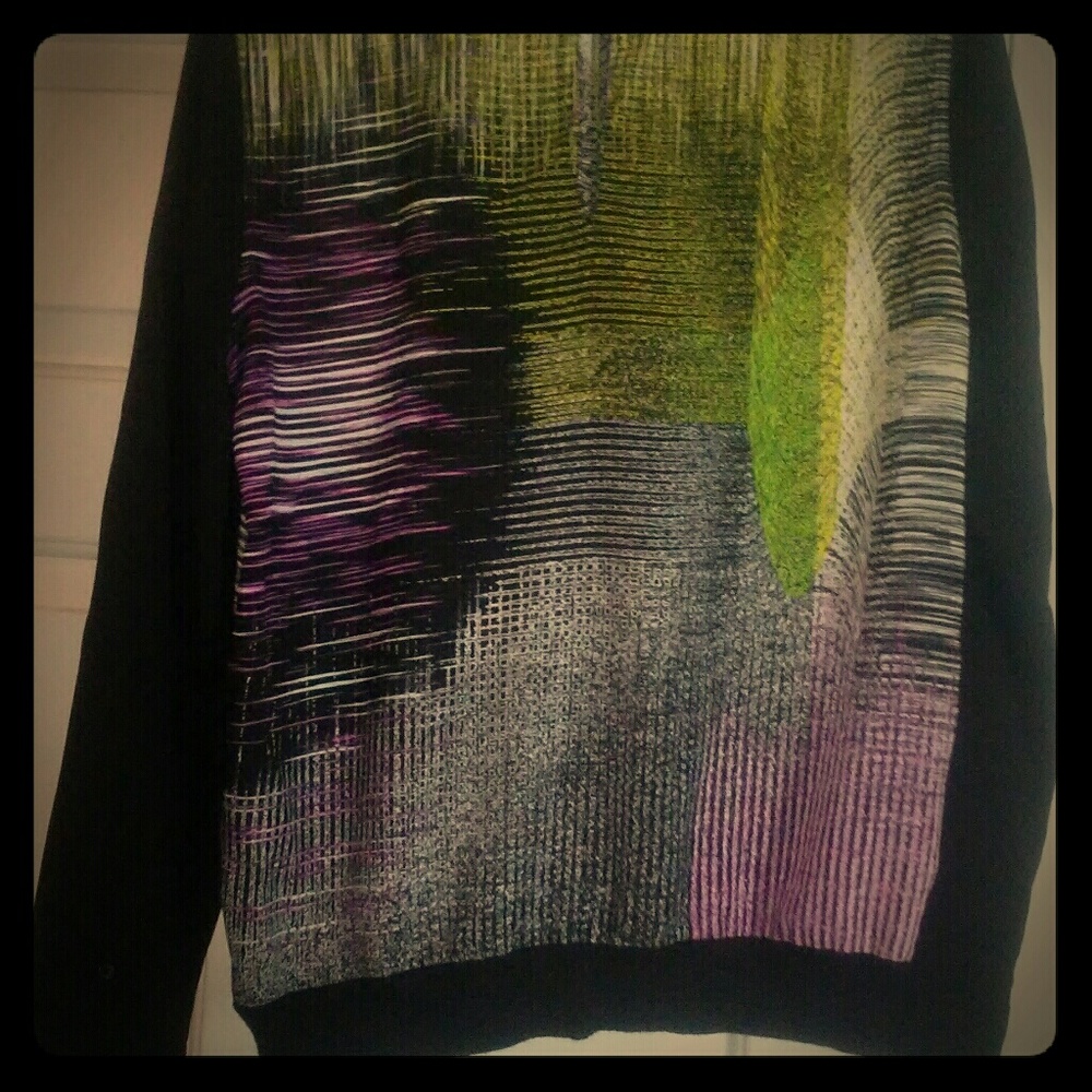 Calvin Klein long sleeve multi colored sheer shirt